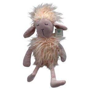 Hearts & Stars Mongolian Doll Plush Toy 18" Soft Pink Fluffy Lamb Sheep NWT
